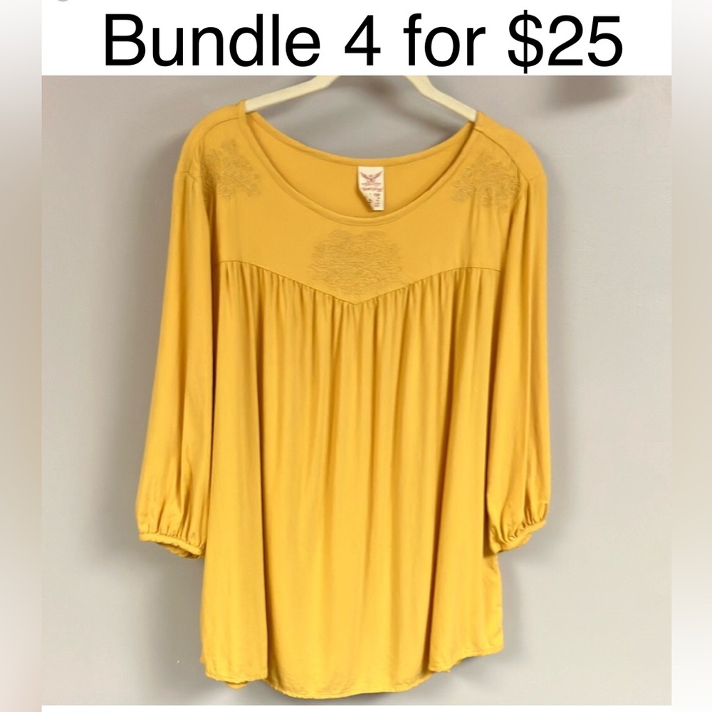 Faded glory mustard yellow detailed shirt xxl 20